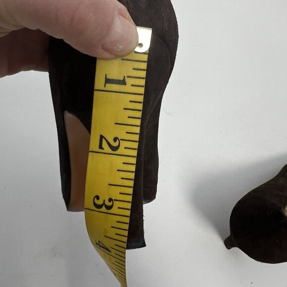 Salvatore Ferragamo Suede Leather Heels Pumps Brown Vintage Shoes Womens Sz 9 B - Picture 8 of 10